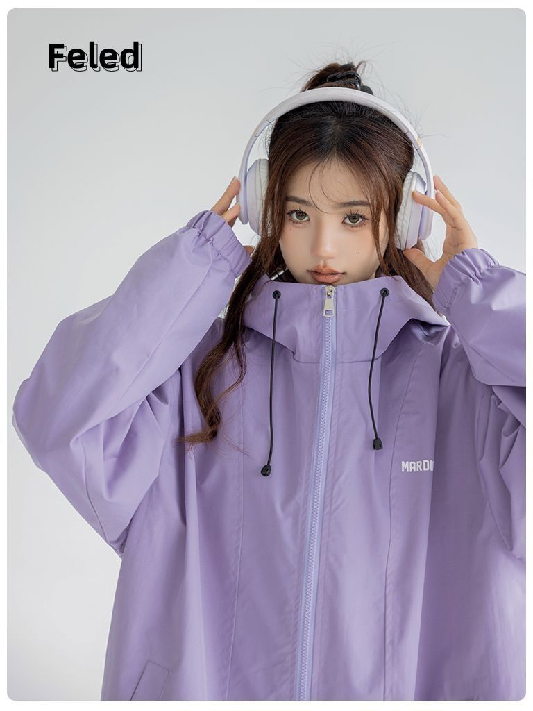 Feila Denton Hooded Jacket 2023 New Women's Early Autumn Jacket Lazy Style Top Sports Loose Jacket