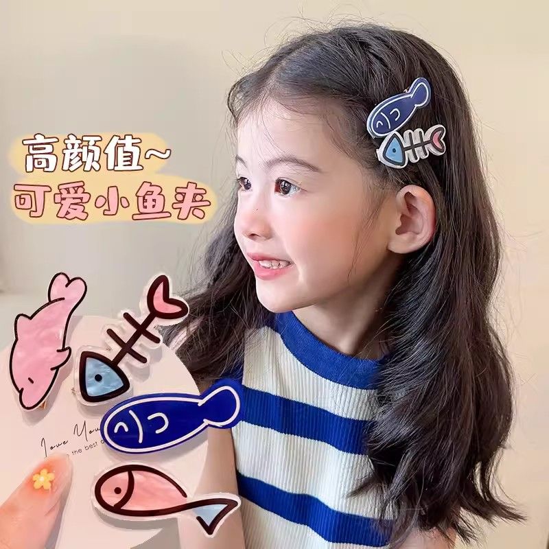 Japanese cute little fish bone hair clip ins girl bangs clip broken hair edge clip student original interesting clip