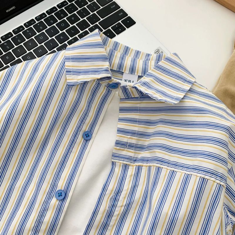 Children's shirts, boys' striped shirts, spring and autumn 2023 autumn new style, little boys, casual, cool tops
