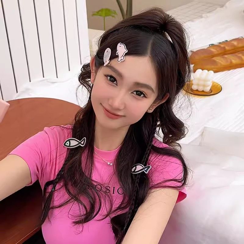 Japanese cute little fish bone hair clip ins girl bangs clip broken hair edge clip student original interesting clip