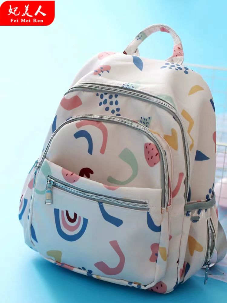 Small fresh summer mother and baby mommy bag medium size lightweight compact backpack travel out with baby small backpack waterproof