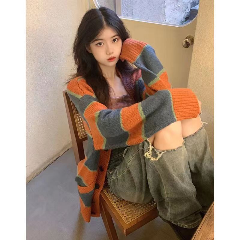 日系復古開衫毛衣外套女學生秋冬季新款韓版寬鬆慵懶風針織衫上衣