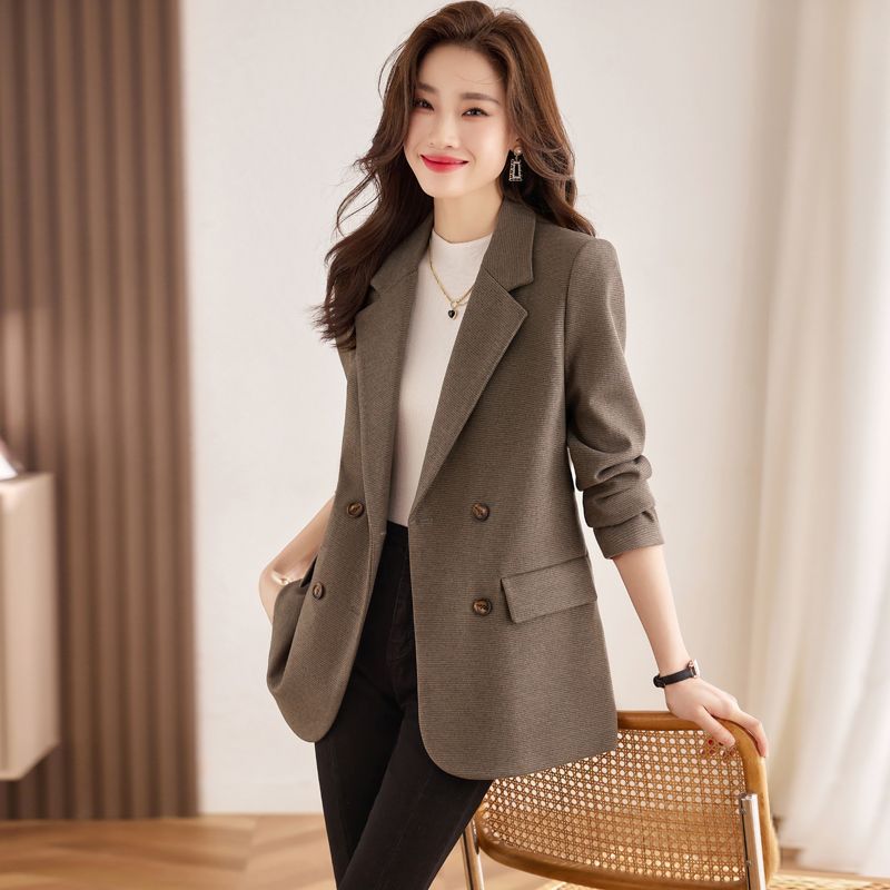 High-end blazer spring and autumn 2023 new autumn and winter Korean style thickened top casual double-breasted women's suit