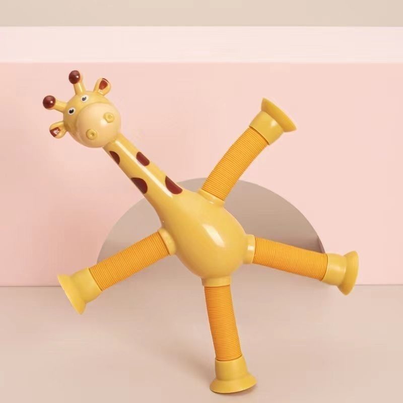 发光百变长颈鹿伸缩管玩具儿童益智玩具卡通吸盘亲子互动解压玩具