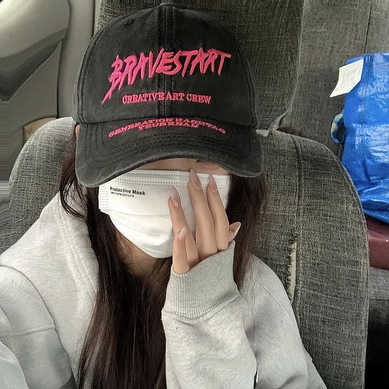 American niche hot girl style letters retro washed duckbill hat for men and women, trendy brand hip-hop street baseball cap
