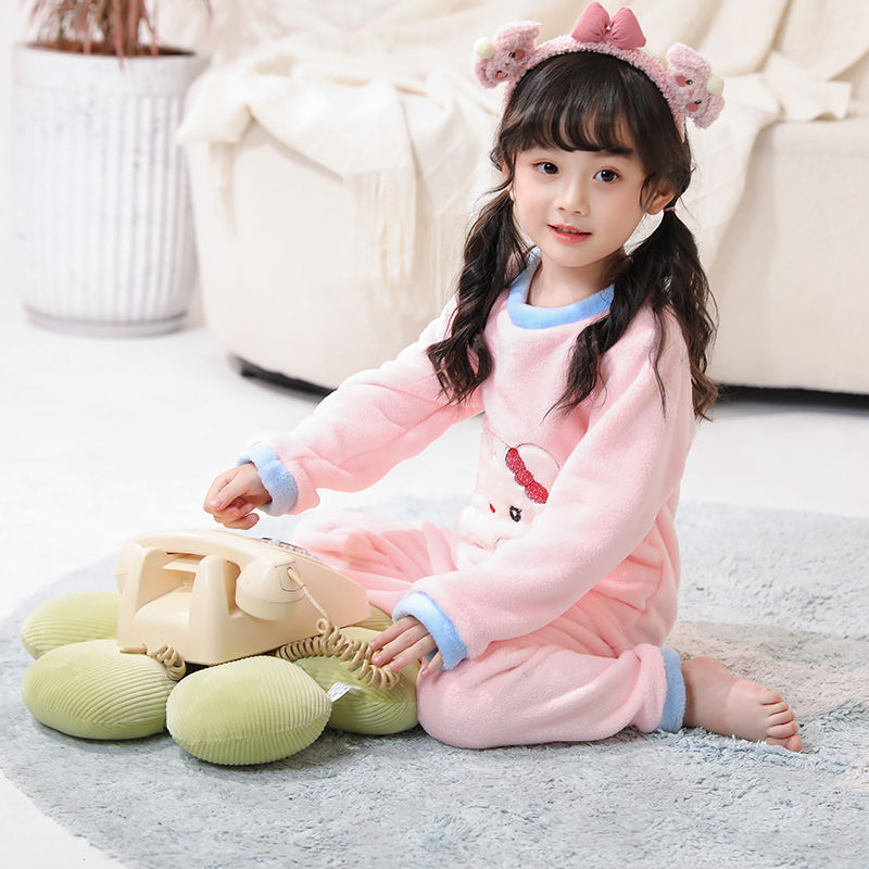 Children's pajamas for boys, winter flannel, Class A, boys and girls, super cute fashion suits, high-end baby home clothes