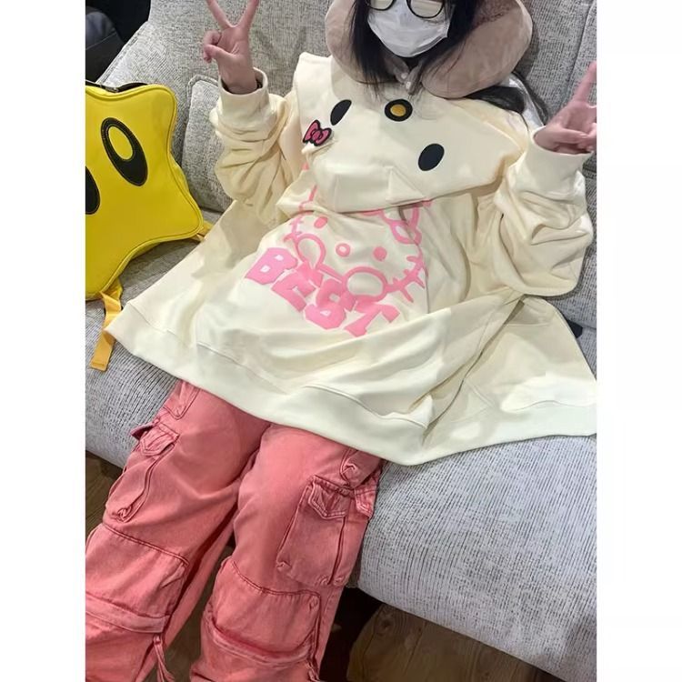 秋冬潮牌小眾設計感日系學院風甜美拉鏈連帽外套衛衣寬鬆百搭上衣