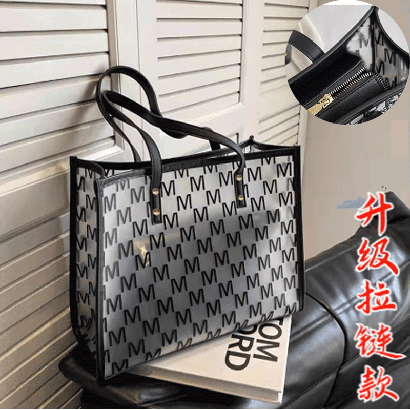 Large-capacity bag for women 2023 new fashion transparent commuter tote bag mother bag high-end trendy shoulder bag