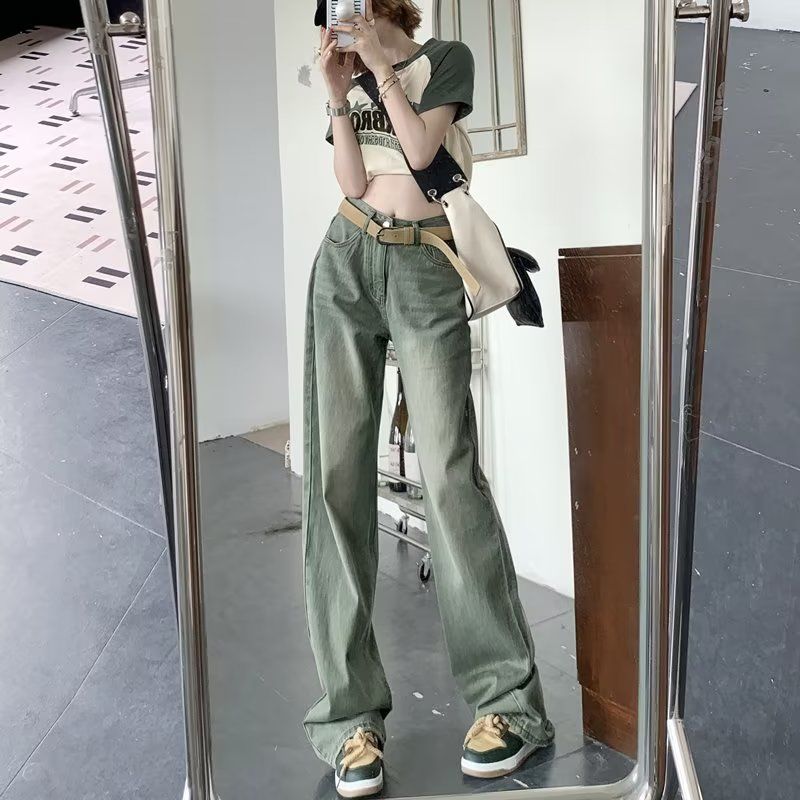 小個子復古顯瘦牛仔褲女秋季設計感小眾長褲喇叭褲直筒褲拖地褲子