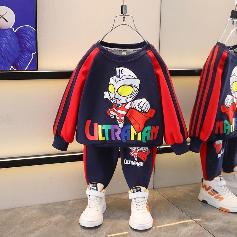 奧特曼衣服男童秋季套裝2023新款潮帥氣運動兒童秋裝男寶春秋童裝