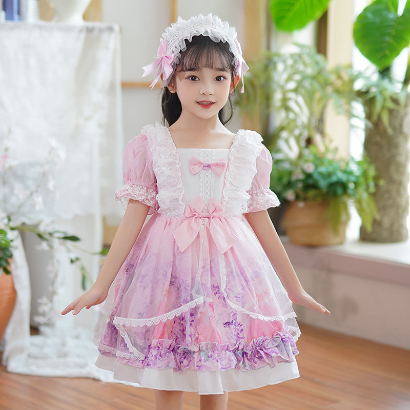 女童夏裝洛麗塔公主裙夏季短袖Lolita裙子兒童裙子女孩連衣裙夏季