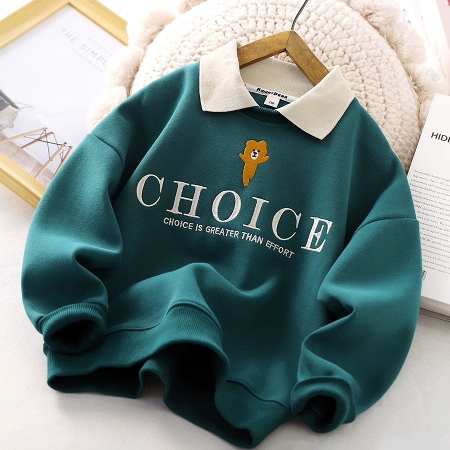 Boys polo shirt sweatshirt spring and autumn children's  new style medium and large children's lapel fashion bottoming shirt boy's top