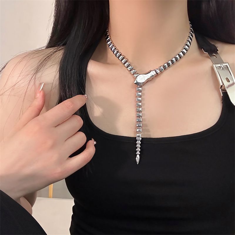 Sister-in-law's same metal snake-shaped necklace women's niche high-end activities snake bone with 2023 new style suit clavicle chain