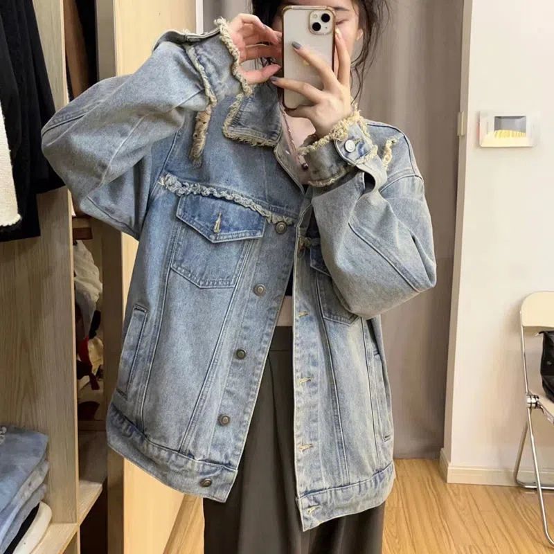 炸街牛仔外套oversize小眾設計感女早春季2023新款ins潮原宿港風