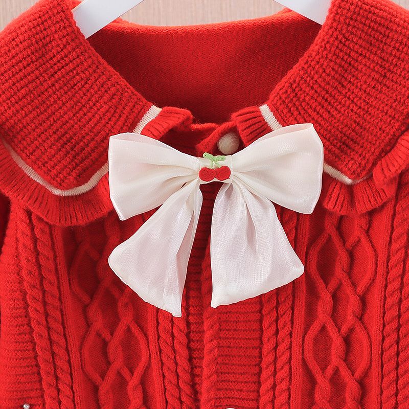 女童针织开衫时髦洋气新款小童秋装外搭儿童毛衣外套春秋潮流
