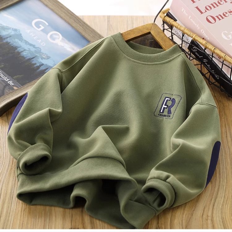 Boys' Street Sweatshirt Spring and Autumn Children's Clothing  New Children's Casual Bottoming Shirt Boys' Round Neck Sports Top
