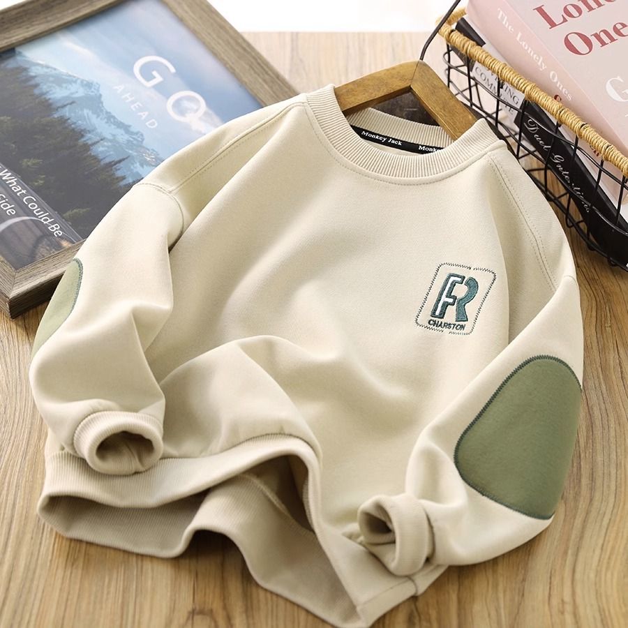 Boys' Street Sweatshirt Spring and Autumn Children's Clothing  New Children's Casual Bottoming Shirt Boys' Round Neck Sports Top