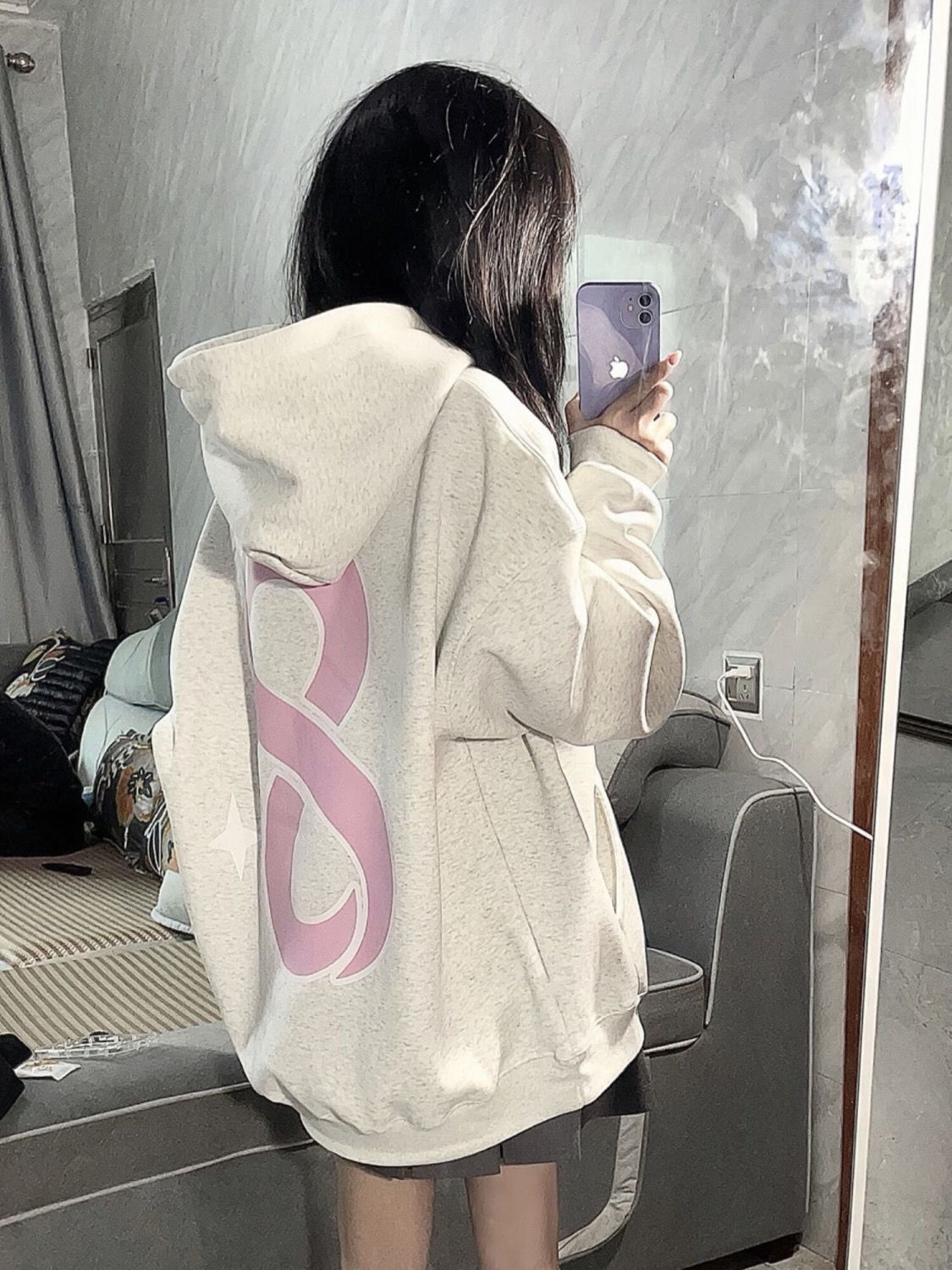 慵懶風連帽衛衣女2023秋冬季高街美式寬鬆百搭加絨外套ins潮上衣