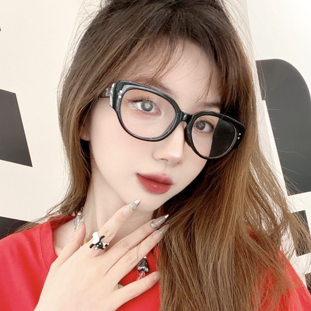 貓眼眼鏡框女素顏神器可配近視網紅拍照防藍光防輻射黑框眼鏡平光