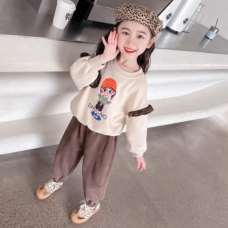 Girls Suits Spring and Autumn 2023 New Trendy Girls Baby Clothes Fashionable Autumn Children's Clothing Autumn Clothes Rainbow Edge