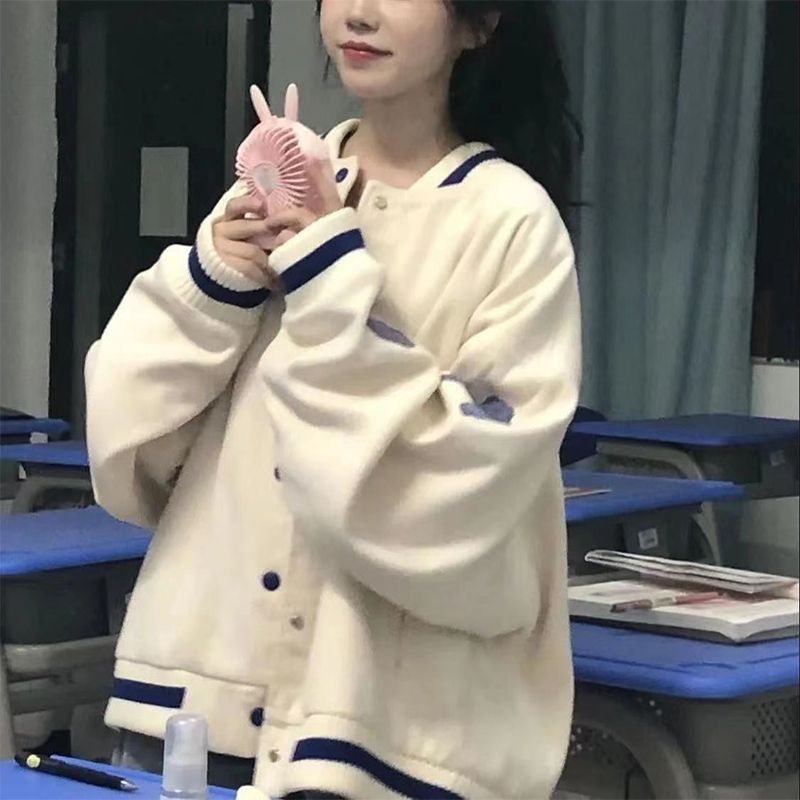 復古棒球服外套女2023年春秋新款寬鬆學院風設計感小眾夾克上衣潮