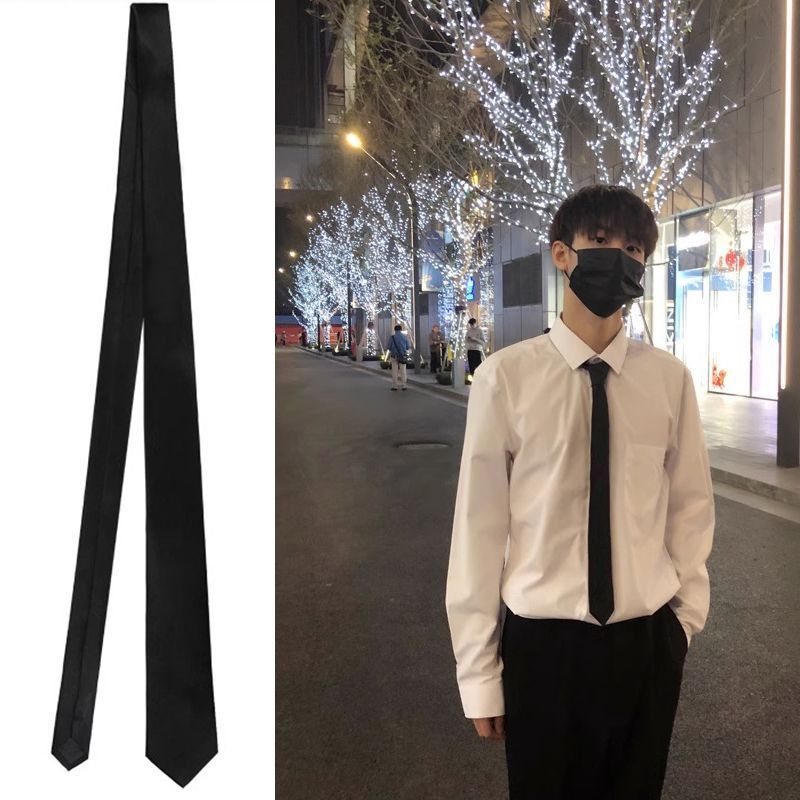 韓國新品質感黑色窄版領帶男中性LES帥T西裝襯衫領帶領結男女通用