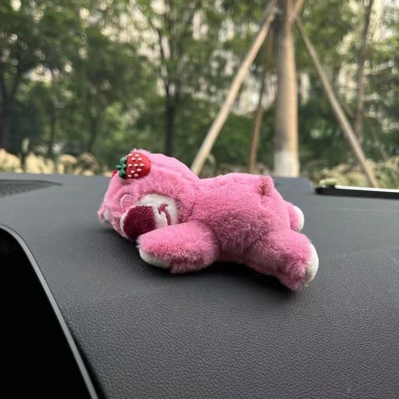 Strawberry Bear Car Ornament Car Center Console Plush Bear Decoration Car Couple Creative Cute Ornament