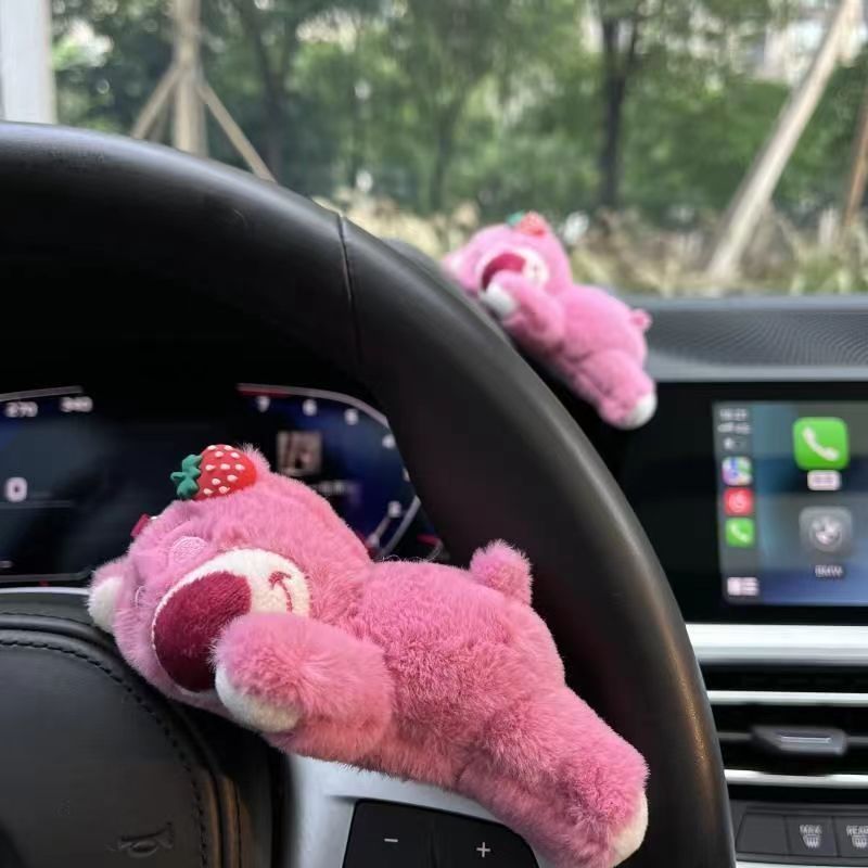 Strawberry Bear Car Ornament Car Center Console Plush Bear Decoration Car Couple Creative Cute Ornament