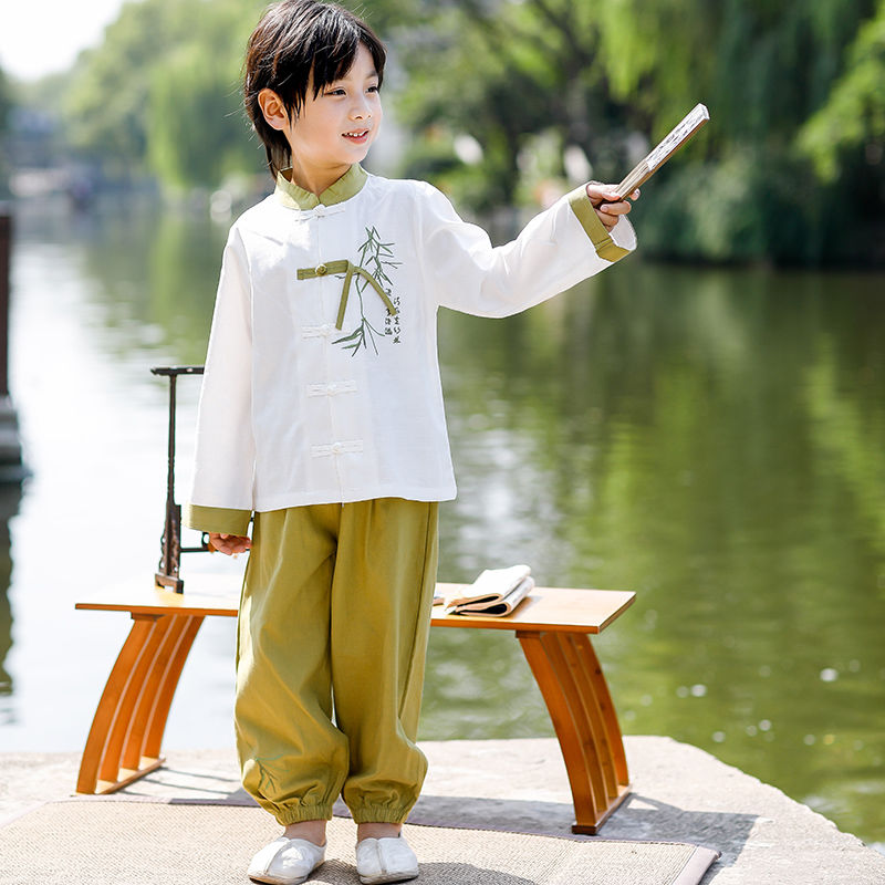 儿童中国风汉服秋季男童古风长袖唐装套装中秋幼儿园演出服两件套