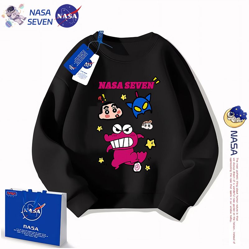 NASA蠟筆小新衛衣男女童秋冬季卡通小白純棉長袖洋氣動感超人童裝