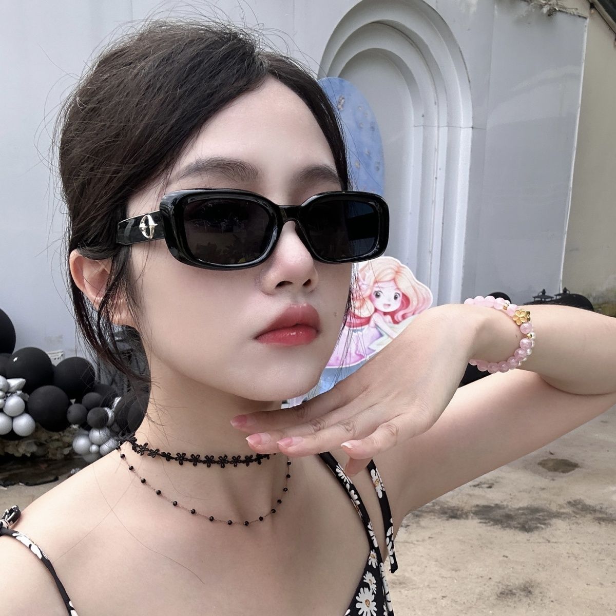 韓系復古方框太陽鏡女2023新款網紅街拍凹造型辣妹防紫外線墨鏡潮