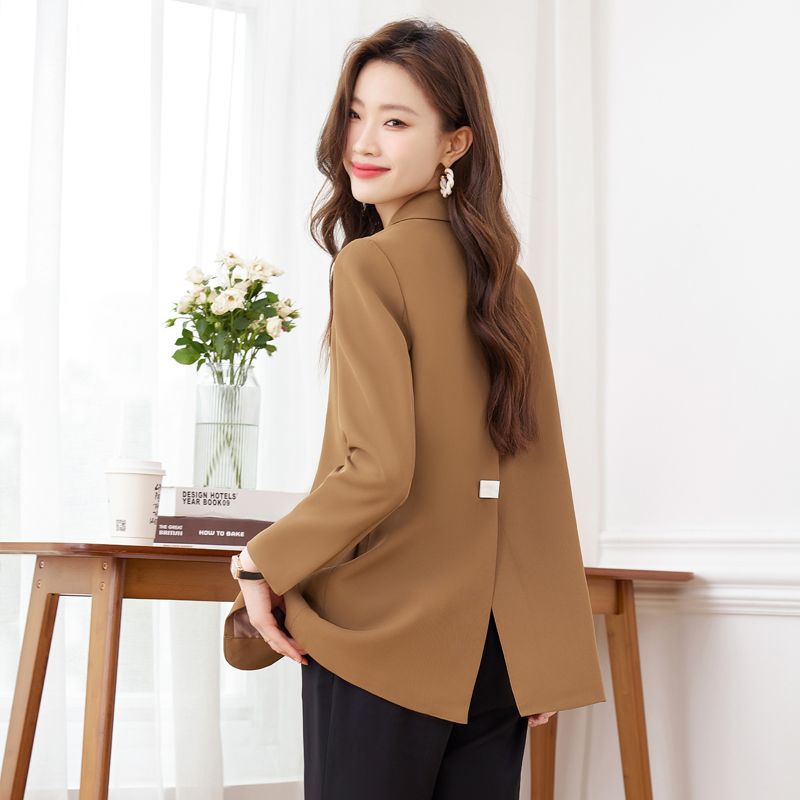 Back slit small suit jacket for women 2023 autumn new style small temperament high-end casual goddess style small suit
