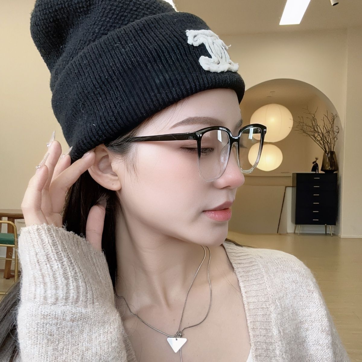 No-makeup artifact glasses for women, Korean version, trendy black frame, high-end myopia, can be equipped with large-frame, big-face, slimming glasses frames