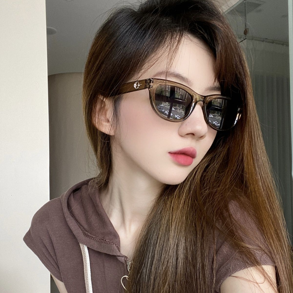 歐美復古辣妹造型太陽眼鏡女2023新款墨綠色氣質款墨鏡高級感個性