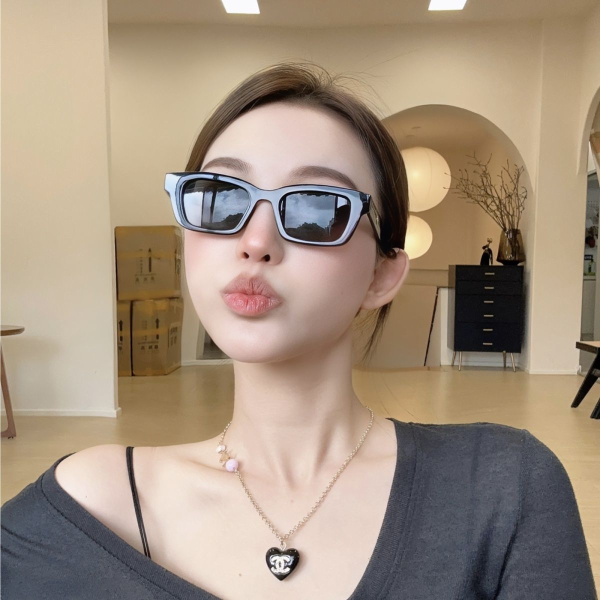 網紅同款墨鏡女夏高級感近視防曬防紫外線歐美貓眼潮酷太陽眼鏡