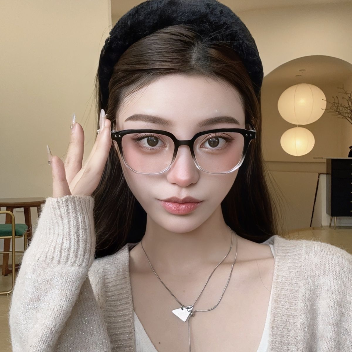 No-makeup artifact glasses for women, Korean version, trendy black frame, high-end myopia, can be equipped with large-frame, big-face, slimming glasses frames