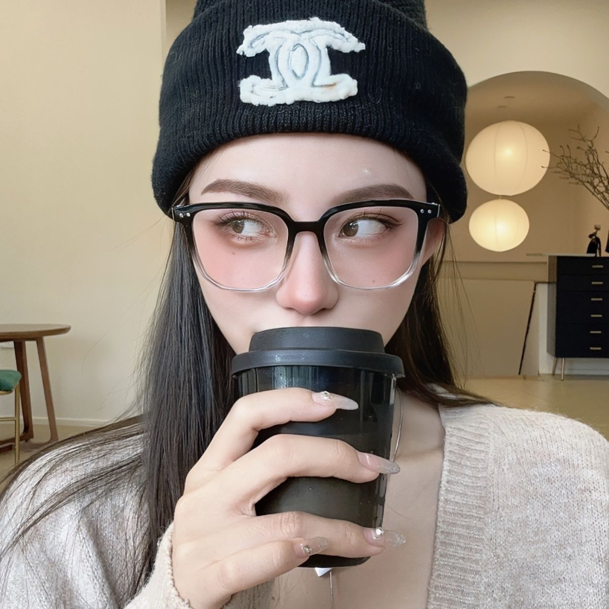 No-makeup artifact glasses for women, Korean version, trendy black frame, high-end myopia, can be equipped with large-frame, big-face, slimming glasses frames