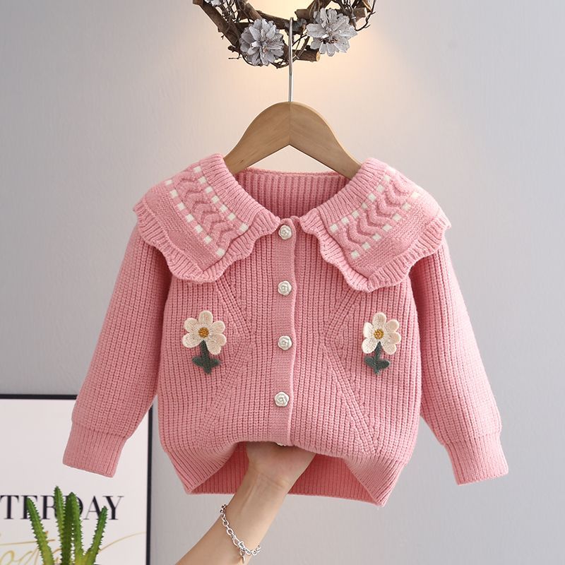 女童婴儿针织开衫2023秋新款洋气毛衣外套女宝宝外穿可爱韩版上衣