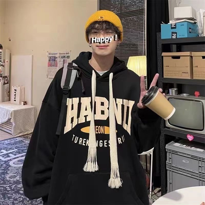 美式連帽衛衣男春秋季潮流oversize寬鬆高街情侶上衣學生帥氣外套