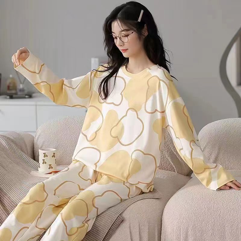 女士睡衣學生ins宿舍可外穿長袖長褲春秋季時尚慵懶風寬鬆家居服