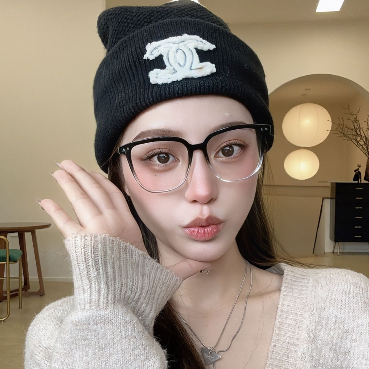 No-makeup artifact glasses for women, Korean version, trendy black frame, high-end myopia, can be equipped with large-frame, big-face, slimming glasses frames