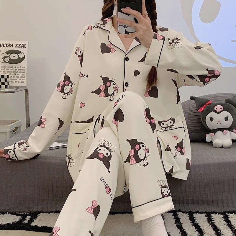 睡衣女春秋学生韩版纯棉长袖2023年新款可爱库洛米卡通家居服套装