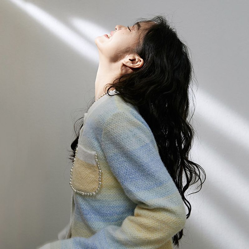 溫柔小香風外套女2023秋冬新款法式小眾毛衣針織開衫漸變色上衣潮
