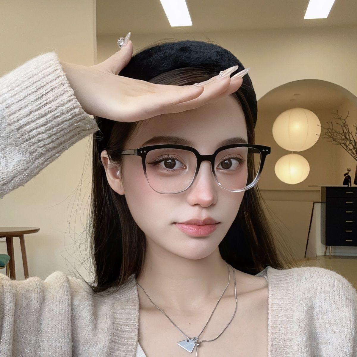 No-makeup artifact glasses for women, Korean version, trendy black frame, high-end myopia, can be equipped with large-frame, big-face, slimming glasses frames