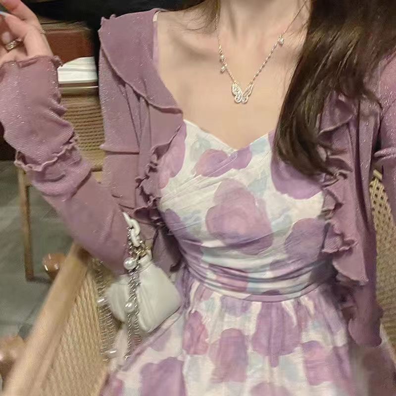 溫柔純欲2023別致銀絲木耳邊防曬衣外套女夏薄開衫外搭小坎肩上衣