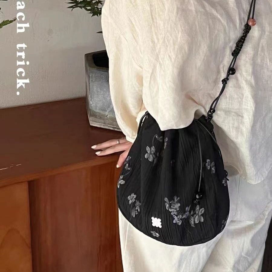 古風漢元素 原創「黑桃妙計復古錦囊收口包小眾編織串珠斜挎布包