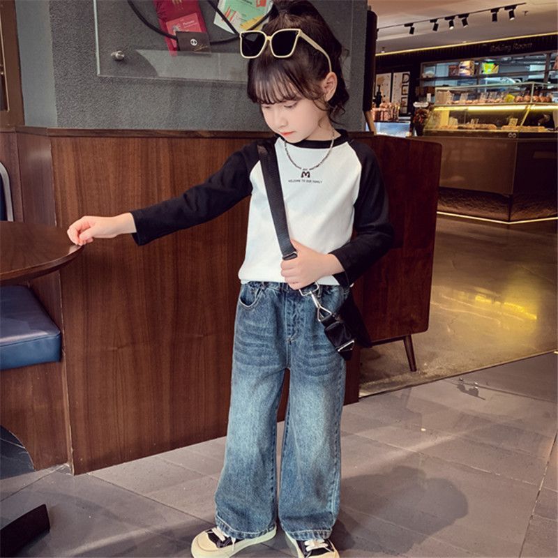 Girls long-sleeved T-shirt spring and autumn  new children's autumn bottoming shirt little girl fashionable autumn top trend