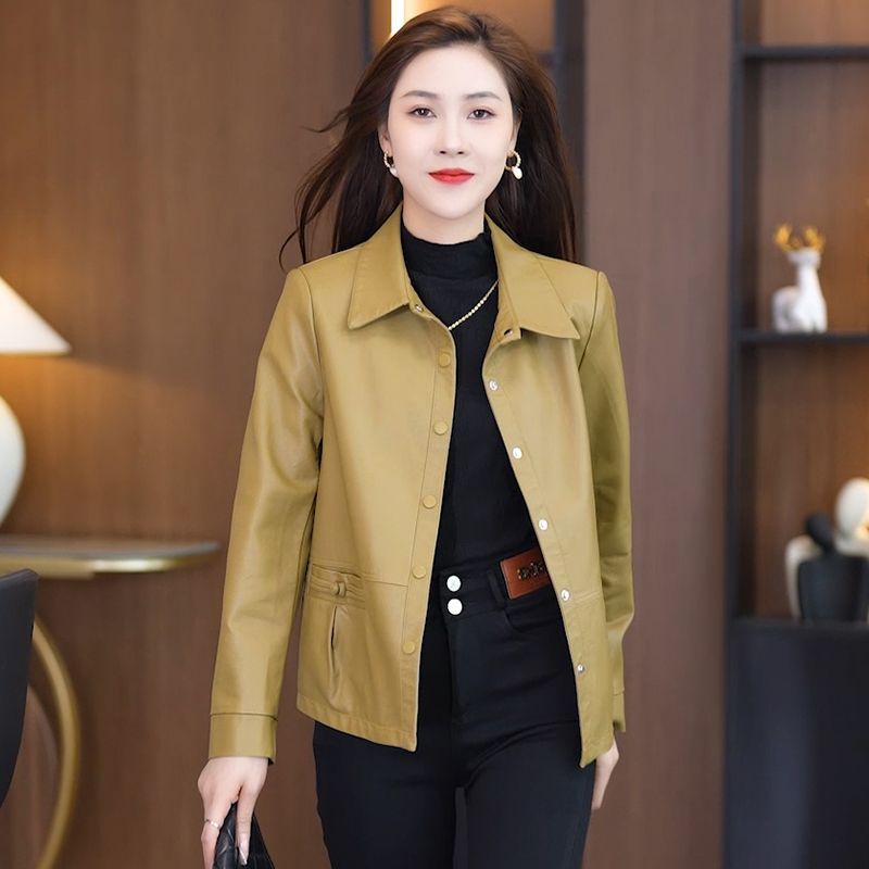 PU leather jacket for women 2023 spring and autumn new fashion loose temperament casual versatile black leather jacket top