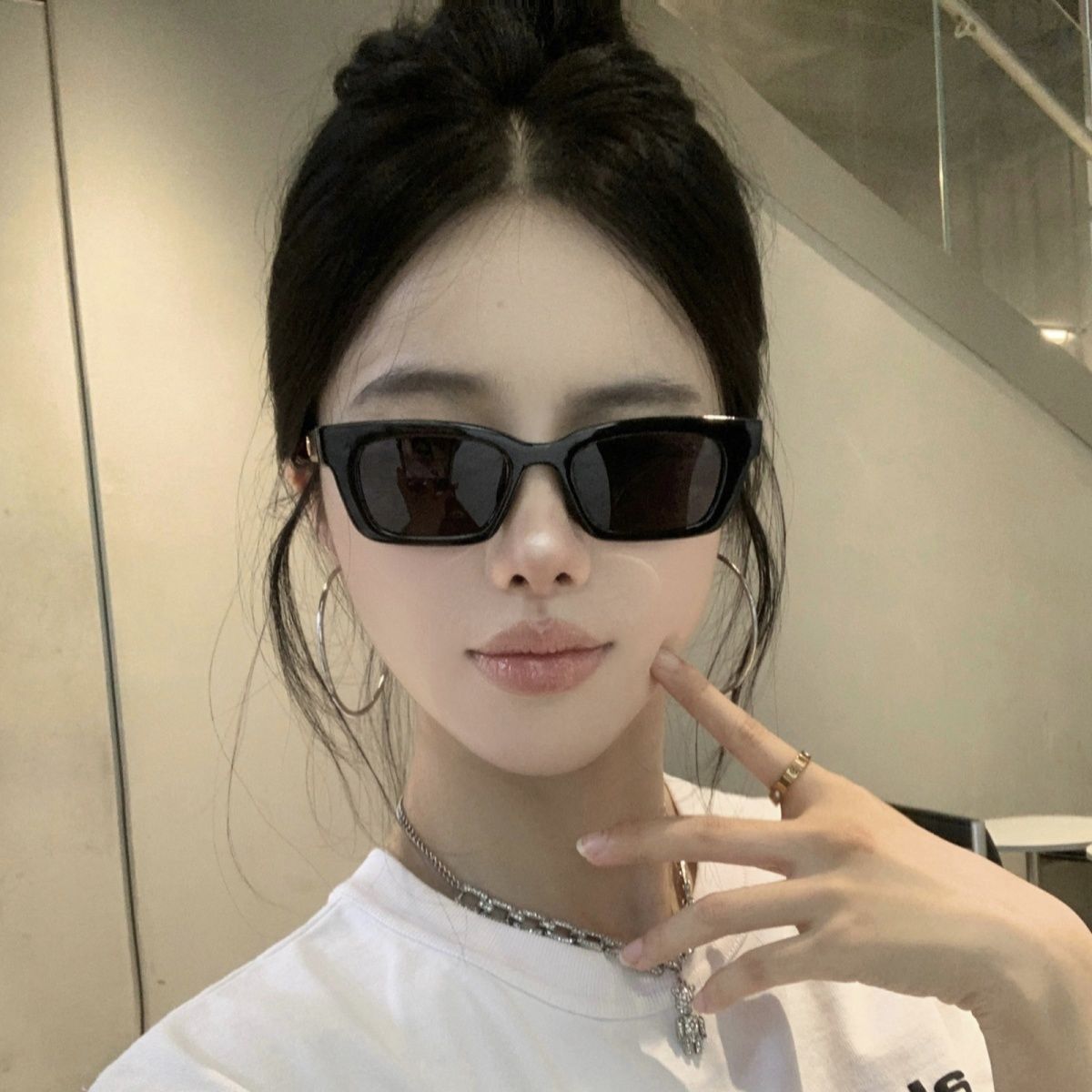 Trendy small frame sunglasses for women summer high-end myopia sun protection UV protection European and American cat eye trendy cool sunglasses