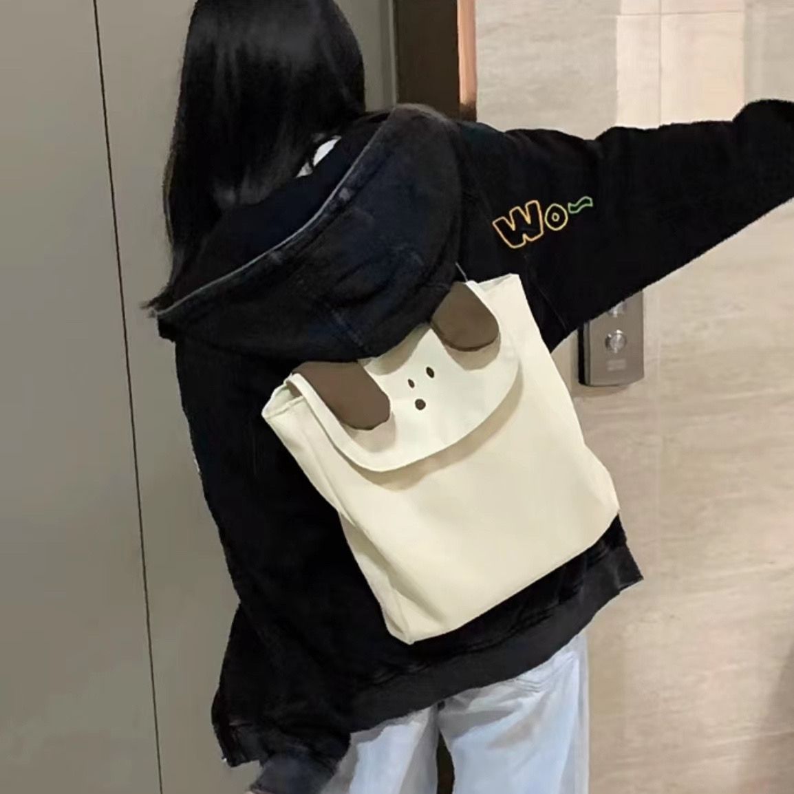 原創可愛小狗學生雙肩包女初中高中生書包大學生電腦背包